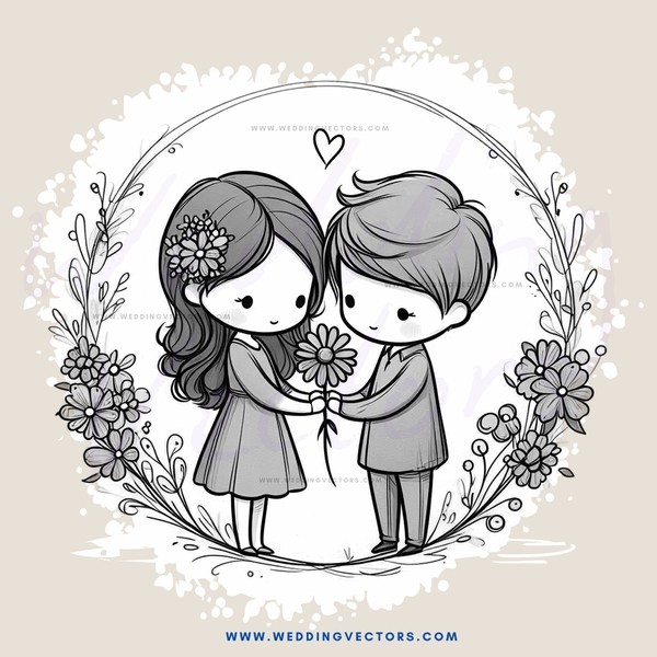 a couple embracing in an illustration