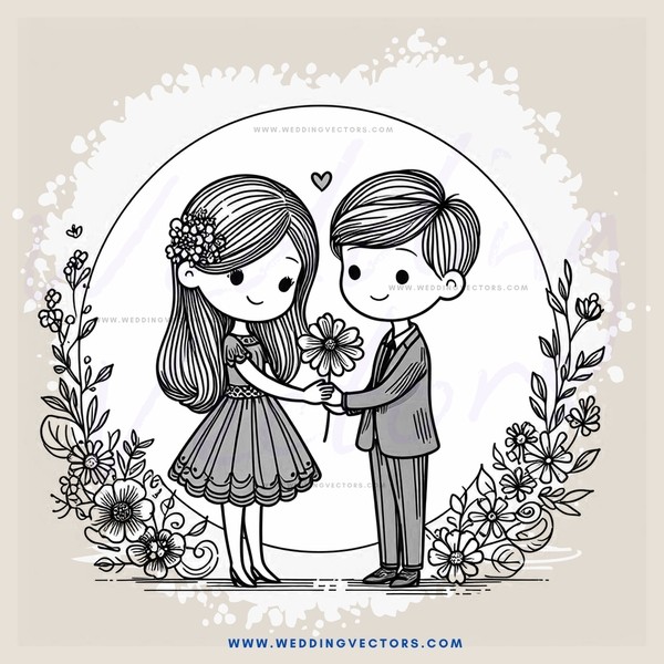 lovers sharing flowers