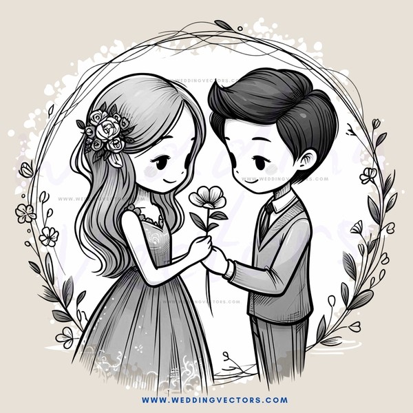 two people holding flowers and wearing dresses