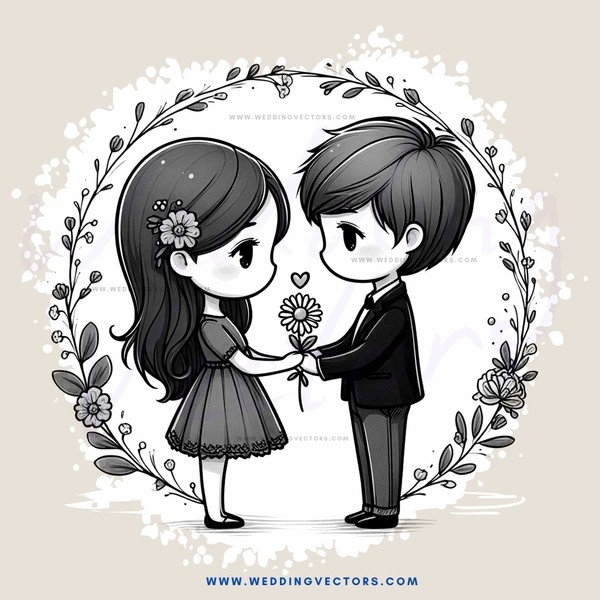 boy and girl holding flower