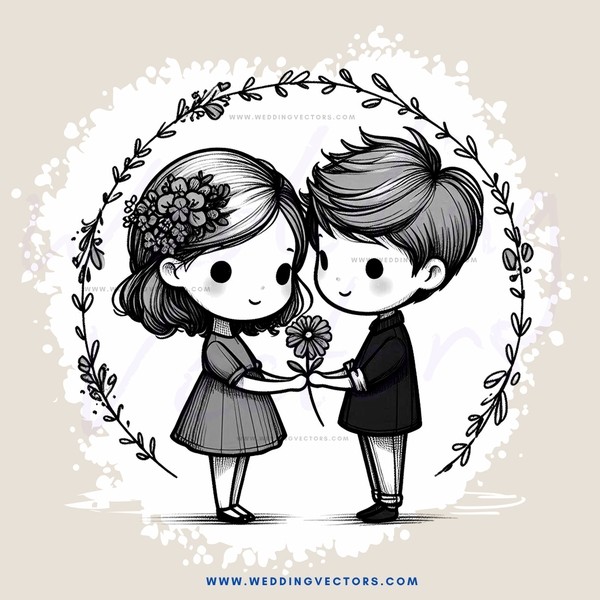 two children holding hands and flowers