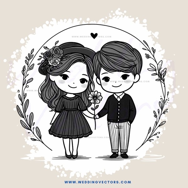 boy and girl picture in heart shape on paper