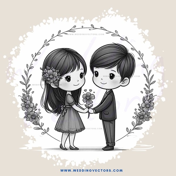 a couple holding hands and flowers