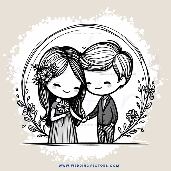 wedding engagement pairing image in flowers and leaves