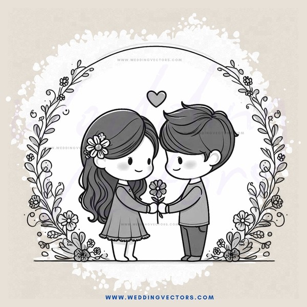couple embracing with flower in hand
