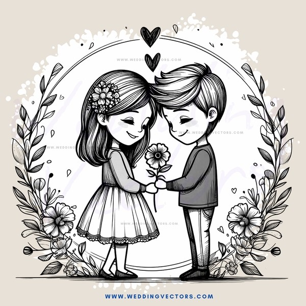 couple holding hands and flowers