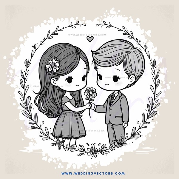 boy and girl holding flowers in circle