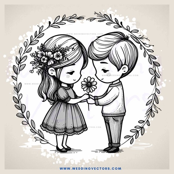 kissing two people in a circle with flowers and leaves on their hair