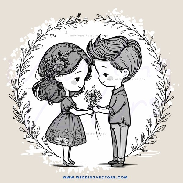 a couple holding hands and flowers
