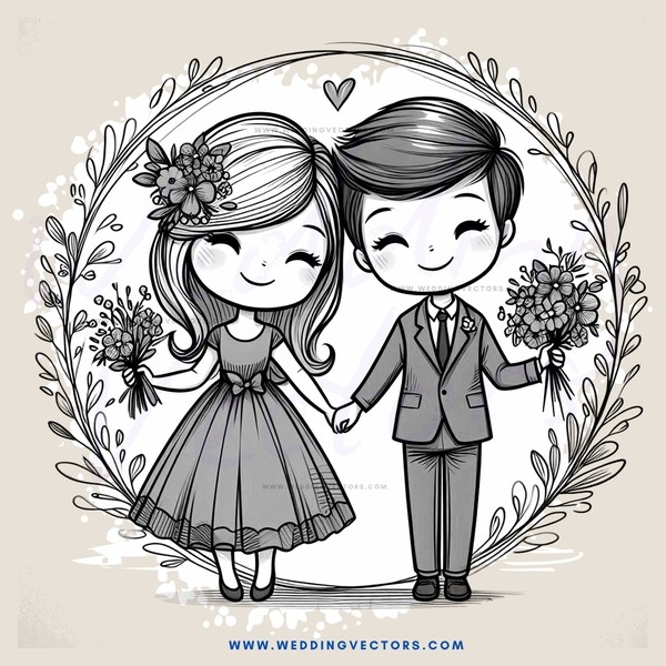 couple holding flowers