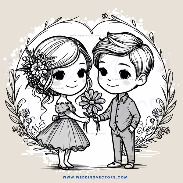 a couple holding hands and flowers