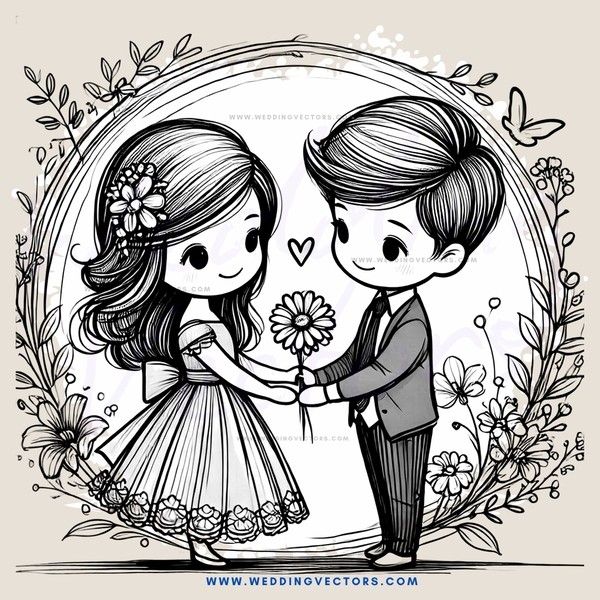 two children holding a flower and standing under an arch