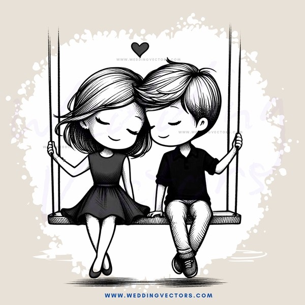two people in love on a swing set