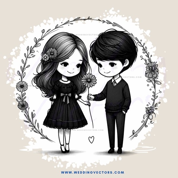 a cartoon boy and girl embracing each other