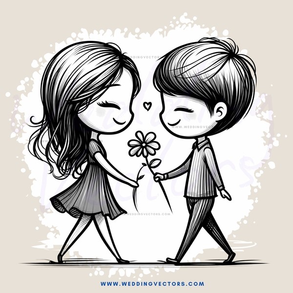 two people with one holding a flower