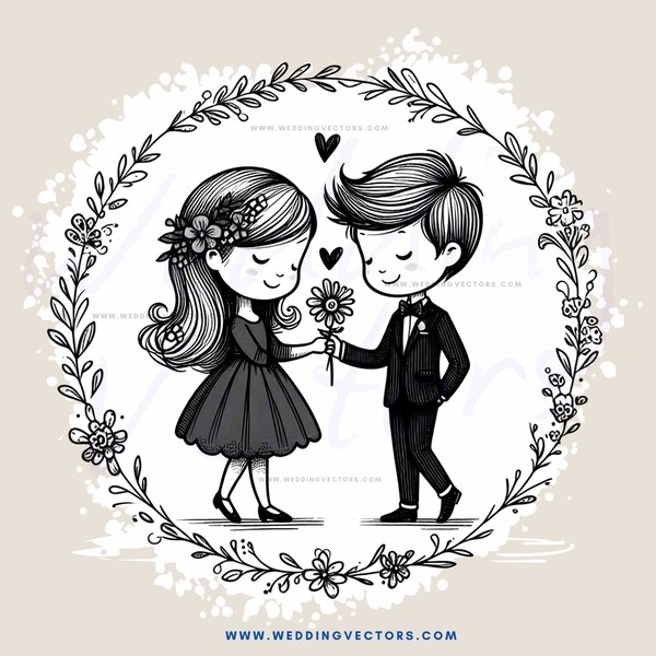 a couple sharing their love in a vintage style illustration