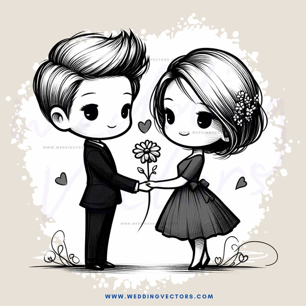 boy and girl with flower in hand