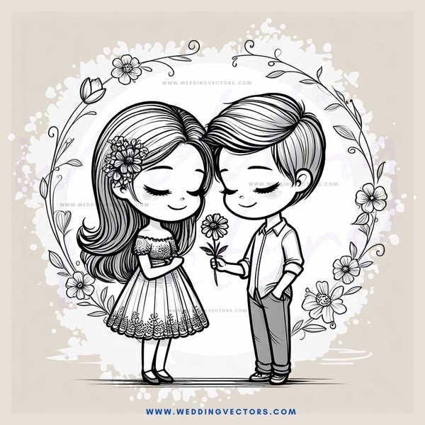 boy and girl holding flowers