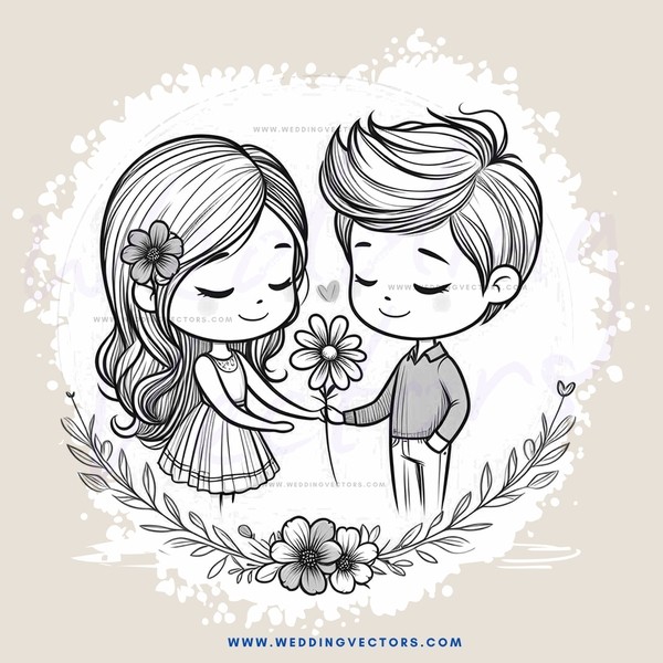 boy and girl holding flower together