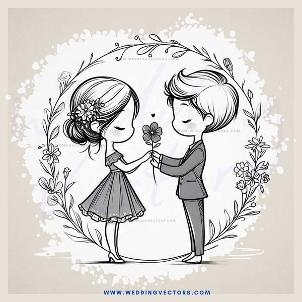 a couple holding hands and flowers