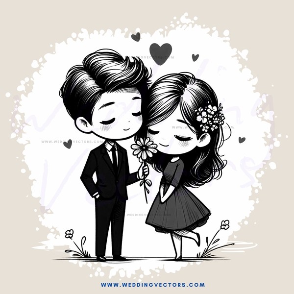 a bride and groom holding hands with flowers
