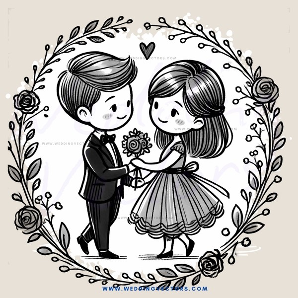 a couple holding hands and flowers