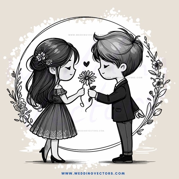 boy and girl with a flower on her head