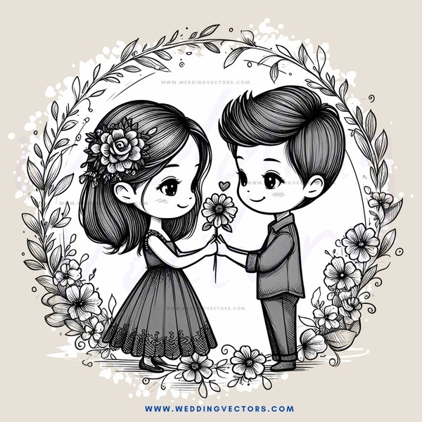 a couple exchanging flowers on their wedding day