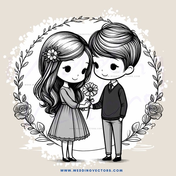 a couple holding hands and flowers