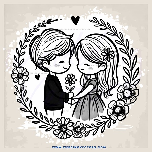 two people in flower garland
