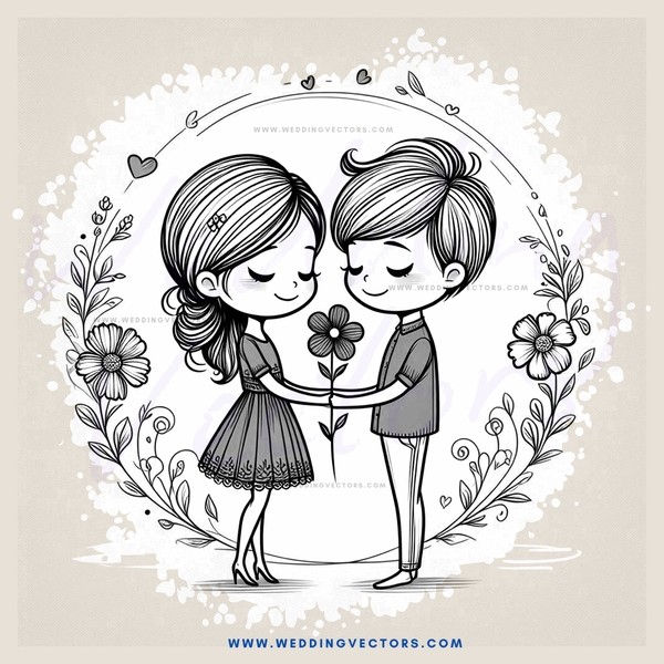 a cartoon drawing of two people embracing