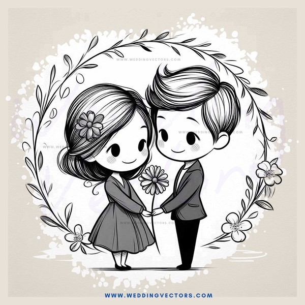 a couple holding hands and flowers
