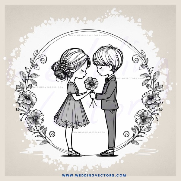 a couple holding hands and flowers in their hands