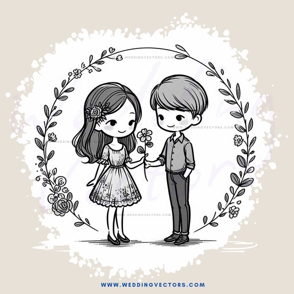 boy and girl in flower decoration