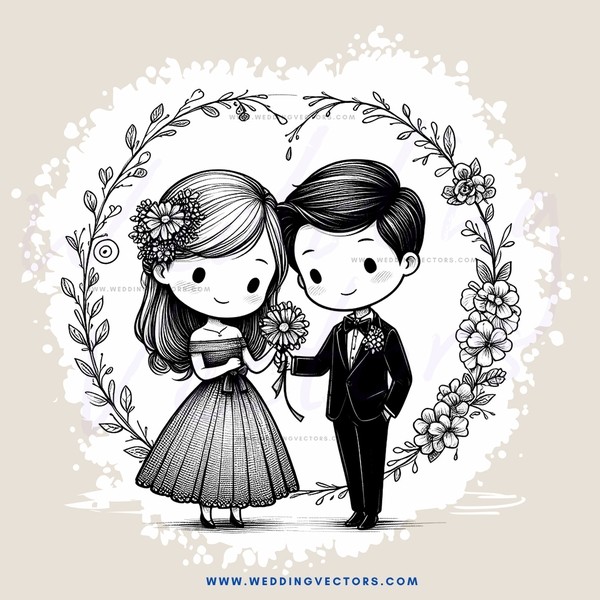 a couple standing inside an arch with flowers in their hair