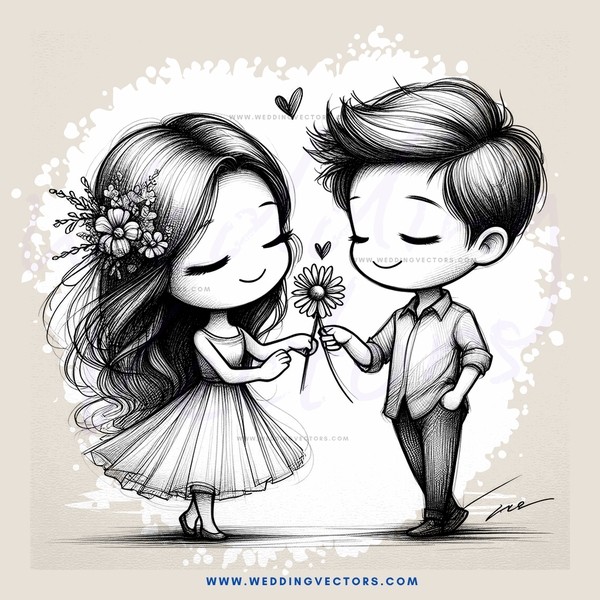 two people exchanging flower and a flower