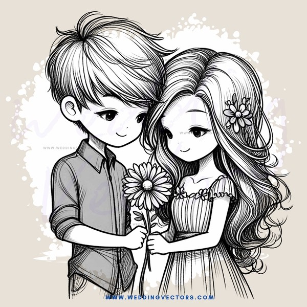 boy and girl holding flower