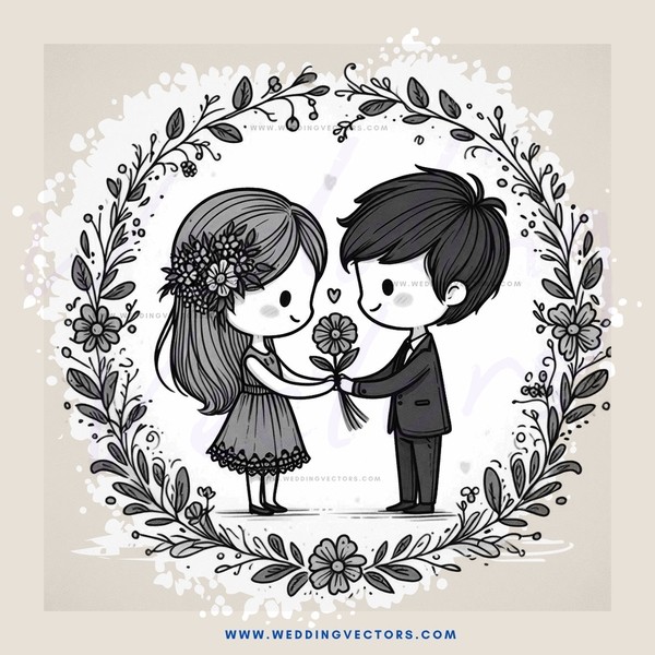engagement picture frame with flowers and leaves