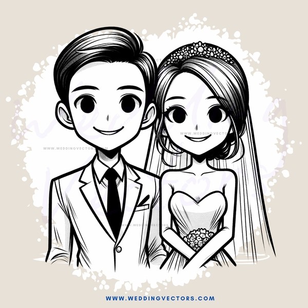 a bride and groom with glasses