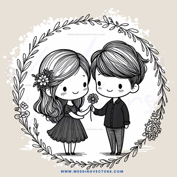 lovers with flowers