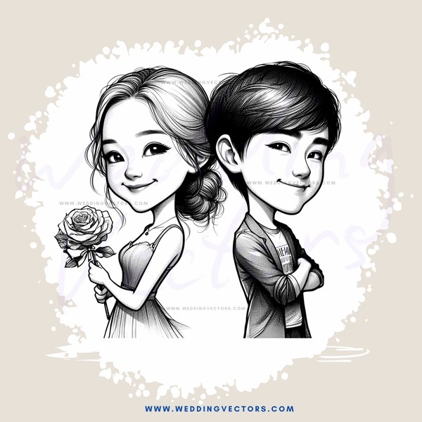 a boy and girl with flowers