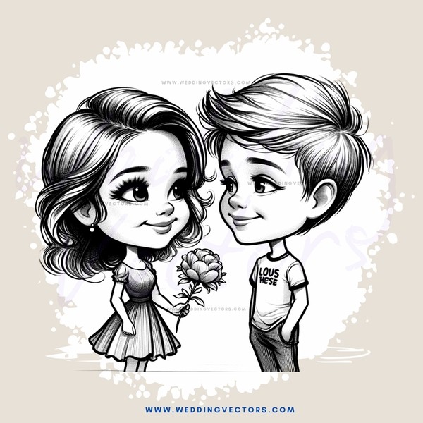 boy and girl holding flowers