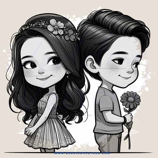 two smiling children holding flowers