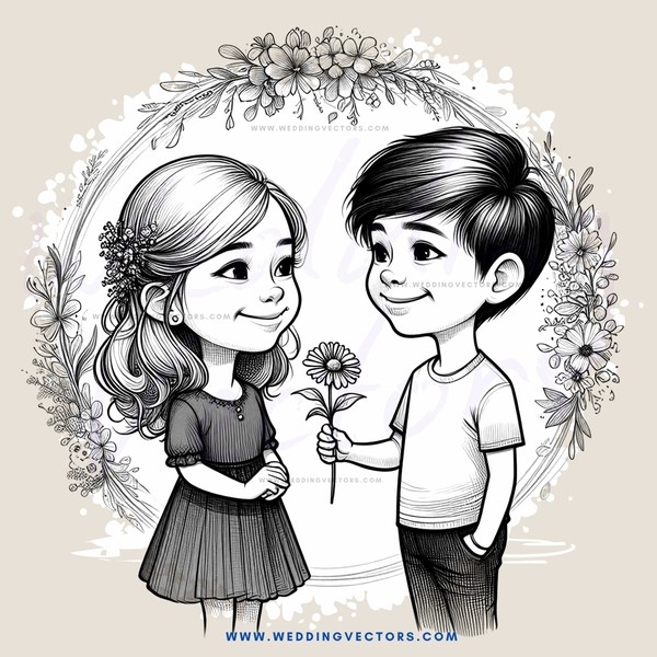 two children holding flowers and plants