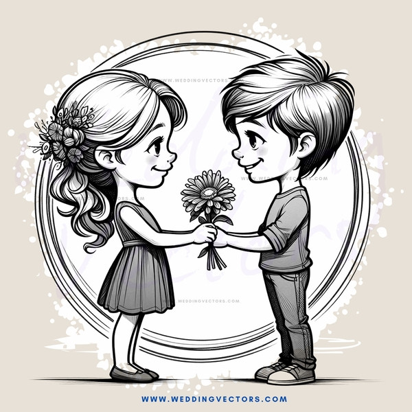 a girl and boy shake hands