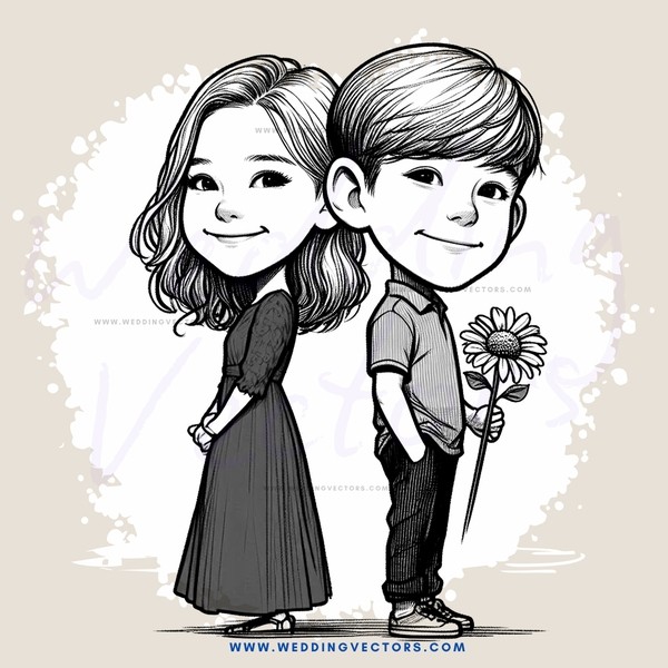 girl and boy with flower