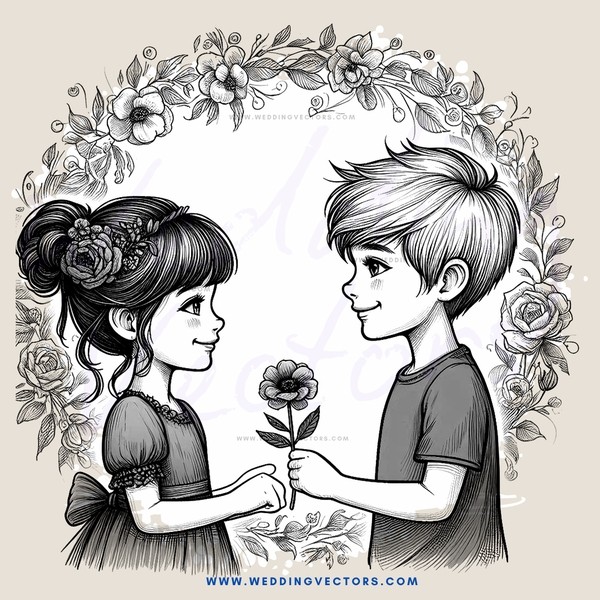 two boys holding roses