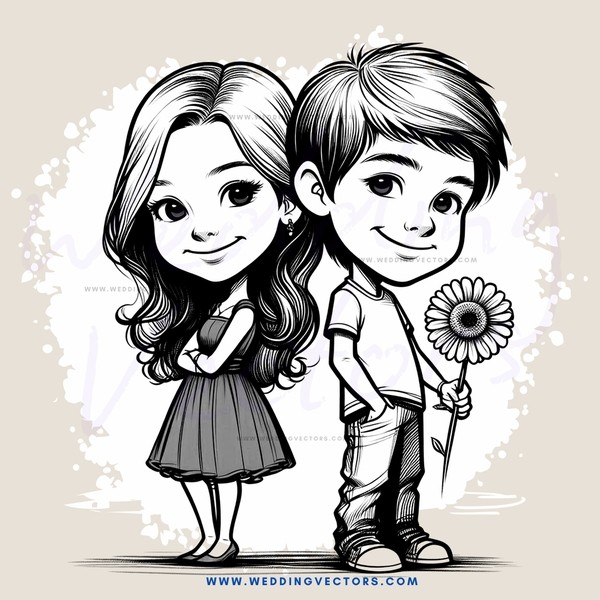 boy and girl in front of sunflower
