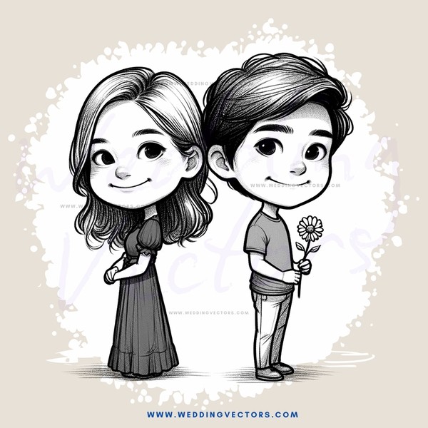 cute cartoon of boy and girl smiling