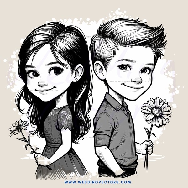 children hold flowers for picture